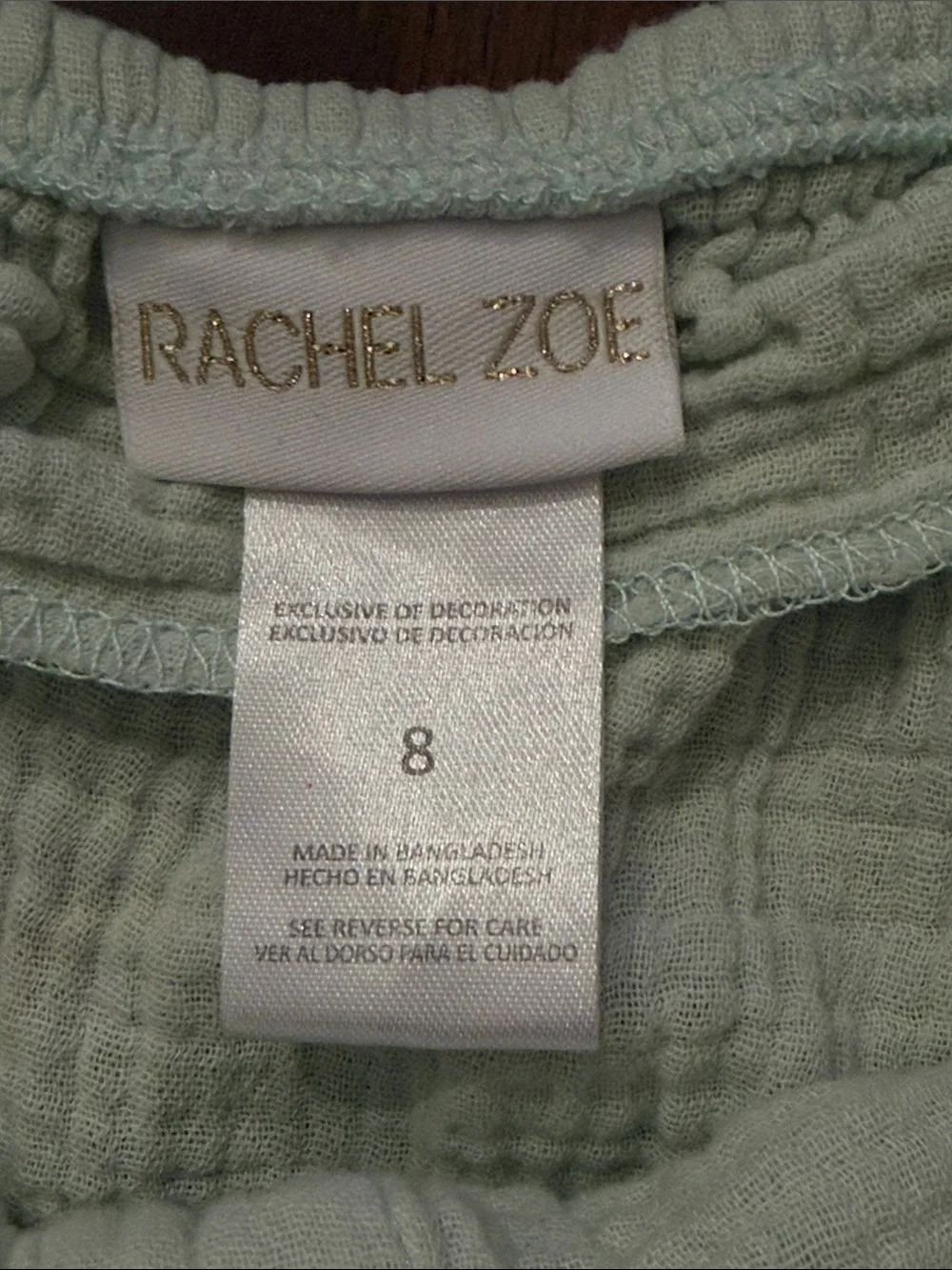 Rachel Zoe Lt Green Romper with Pink Bow and Floral Embroidery